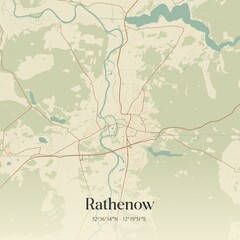 Vintage map of Rathenow, Germany.