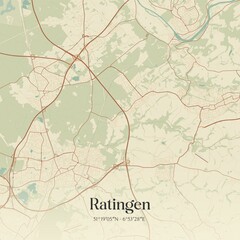 Vintage map of Ratingen, Germany.