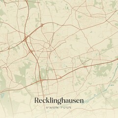 Vintage map of Recklinghausen, Germany.
