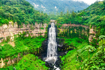 Scenic Tequendama Falls on the Bogota River near Bogota in Cundinamarca, Colombia