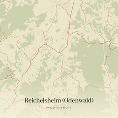 Vintage map of Reichelsheim (Odenwald), Germany.