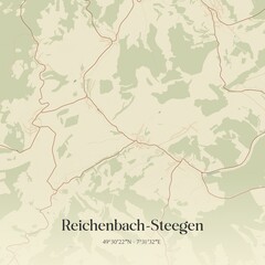 Vintage map of Reichenbach-Steegen, Germany.