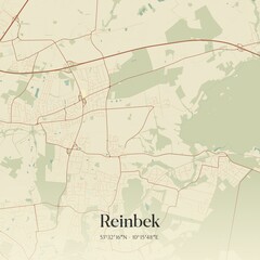 Vintage map of Reinbek, Germany.