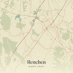 Vintage map of Renchen, Germany.