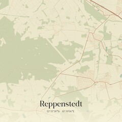 Vintage map of Reppenstedt, Germany.