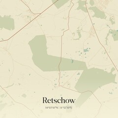 Vintage map of Retschow, Germany.