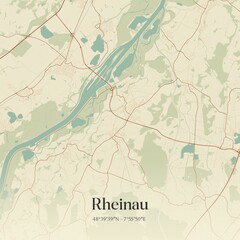Vintage map of Rheinau, Germany.