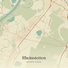 Vintage map of Rheinstetten, Germany.