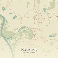 Vintage map of Riedstadt, Germany.