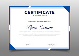 blue business certificate template design collection.geometric certificate frame border