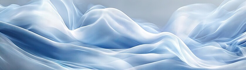 Obraz premium Blue silk fabric waves, elegant texture, soft background, design resource