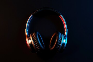 Naklejka premium Stylish Over Ear Headphones Illuminated In Vivid Colors