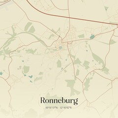 Vintage map of Ronneburg, Germany.