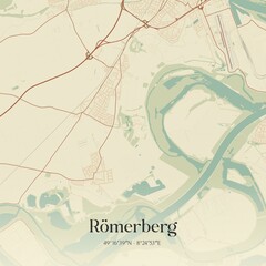 Vintage map of Romerberg, Germany.