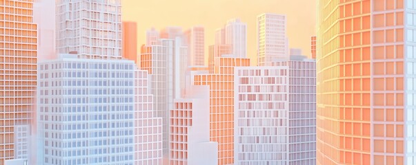 Naklejka premium Stunning Sunlit Urban Skyline Featuring Modern High-Rise Buildings at Dusk