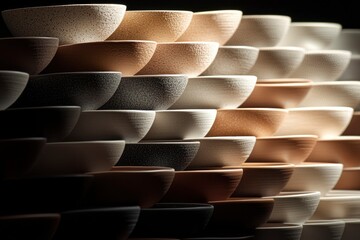 Obraz premium Stacked Ceramic Bowls In Varied Earthy Tones