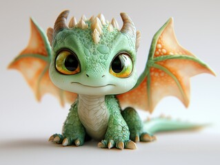 Fototapeta premium A cute, stylized dragon character with vibrant colors and expressive features.