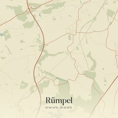 Vintage map of Rumpel, Germany.