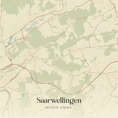 Vintage map of Saarwellingen, Germany.
