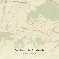 Obraz premium Vintage map of Sachsen b. Ansbach, Germany.
