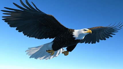 Obraz premium Majestic eagle soaring through clear skies.