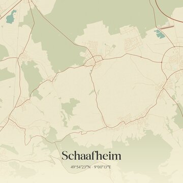 Vintage map of Schaafheim, Germany.