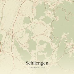 Fototapeta premium Vintage map of Schliengen, Germany.