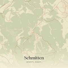 Fototapeta premium Vintage map of Schmitten, Germany.
