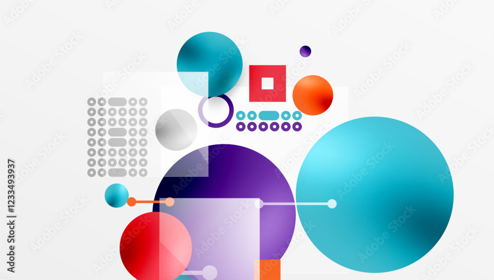 Aufkleber minimalistic abstract vector design, layered geometric shapes circles, squares, and triangles with s