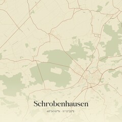 Vintage map of Schrobenhausen, Germany.