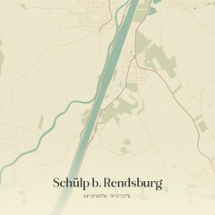 Vintage map of Schulp b. Rendsburg, Germany.