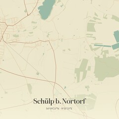 Vintage map of Schulp b. Nortorf, Germany.