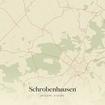 Vintage map of Schrobenhausen, Germany.