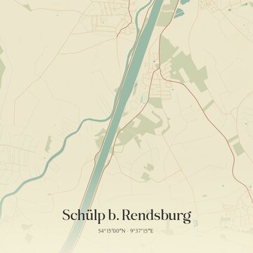 Vintage map of Schulp b. Rendsburg, Germany.