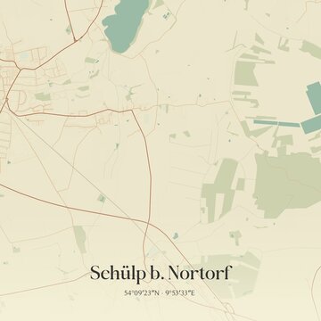 Vintage map of Schulp b. Nortorf, Germany.