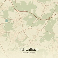 Vintage map of Schwalbach, Germany.