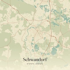 Vintage map of Schwandorf, Germany.
