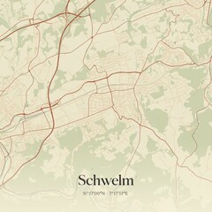 Vintage map of Schwelm, Germany.