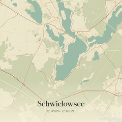 Vintage map of Schwielowsee, Germany.