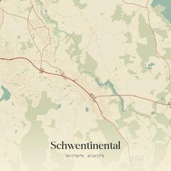 Vintage map of Schwentinental, Germany.
