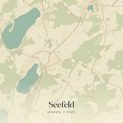 Fototapeta premium Vintage map of Seefeld, Germany.