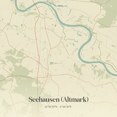 Vintage map of Seehausen (Altmark), Germany.