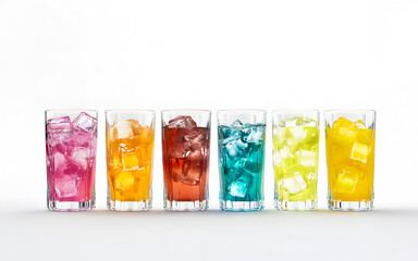 色とりどりのシンプルなカクテル（真横アングル）