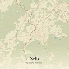 Fototapeta premium Vintage map of Selb, Germany.