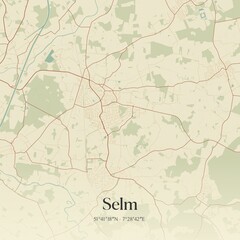 Vintage map of Selm, Germany.
