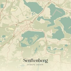 Vintage map of Senftenberg, Germany.