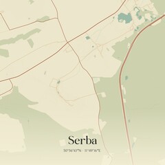 Fototapeta premium Vintage map of Serba, Germany.
