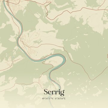 Vintage map of Serrig, Germany.