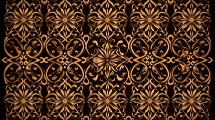 Fototapeta premium Intricate Golden Floral Tile Pattern Design