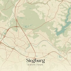 Vintage map of Siegburg, Germany.